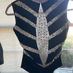 Black and Silver Embellished Bodysuit
